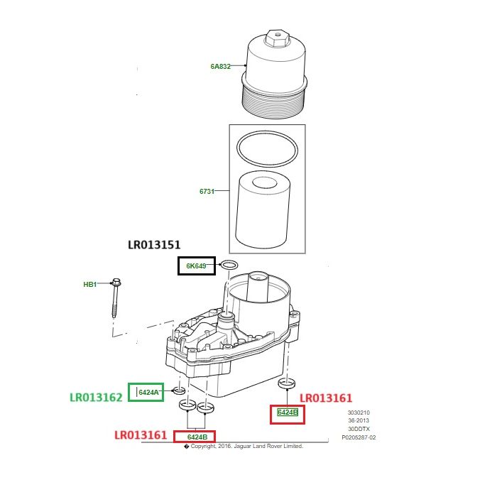 Retentor do Refrigerador de Oleo Motor 3.0 Diesel - Land Rover Discovery 4 2010-2016 / Discovery 5 2017 / Range Rover 2010-2014 / Range Rover Sport 2010-2014 / Velar 2017 - LR013161 - Marca Elring (Unitario)